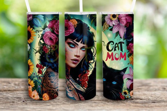 Badass Cat Mom Tumbler Wrap PNG Review