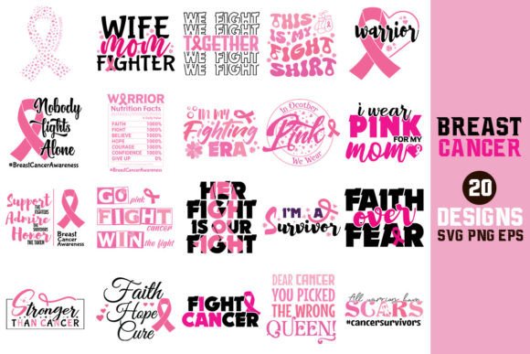 Breast Cancer SVG PNG Bundle for Embroidery