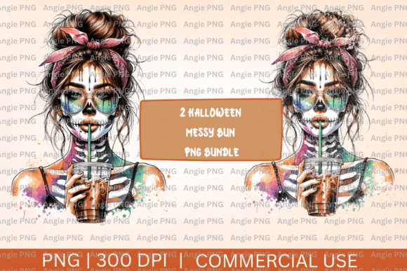 Fall Messy Bun Mom Zombie PNG Bundle