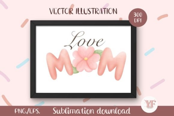Love Mom Watercolor Lettered: A Delicate Embroidery Design